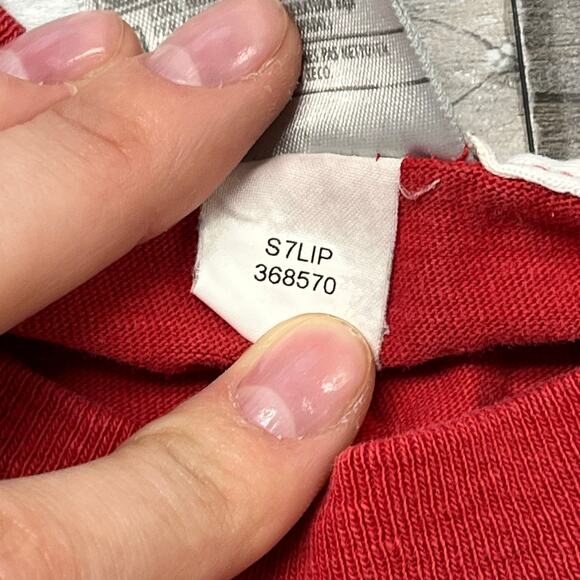 Nike Y2K 2000s Red & White Mens L Mini Swoosh Short Sleeve Cotton T-Shirt Sporty - Picture 6 of 8